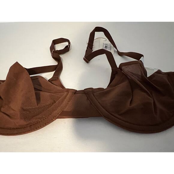NWT Aerie Women's Smoothez Mesh Unlined Balconette Bra Breathable Brown Size 36C - Picture 3 of 9